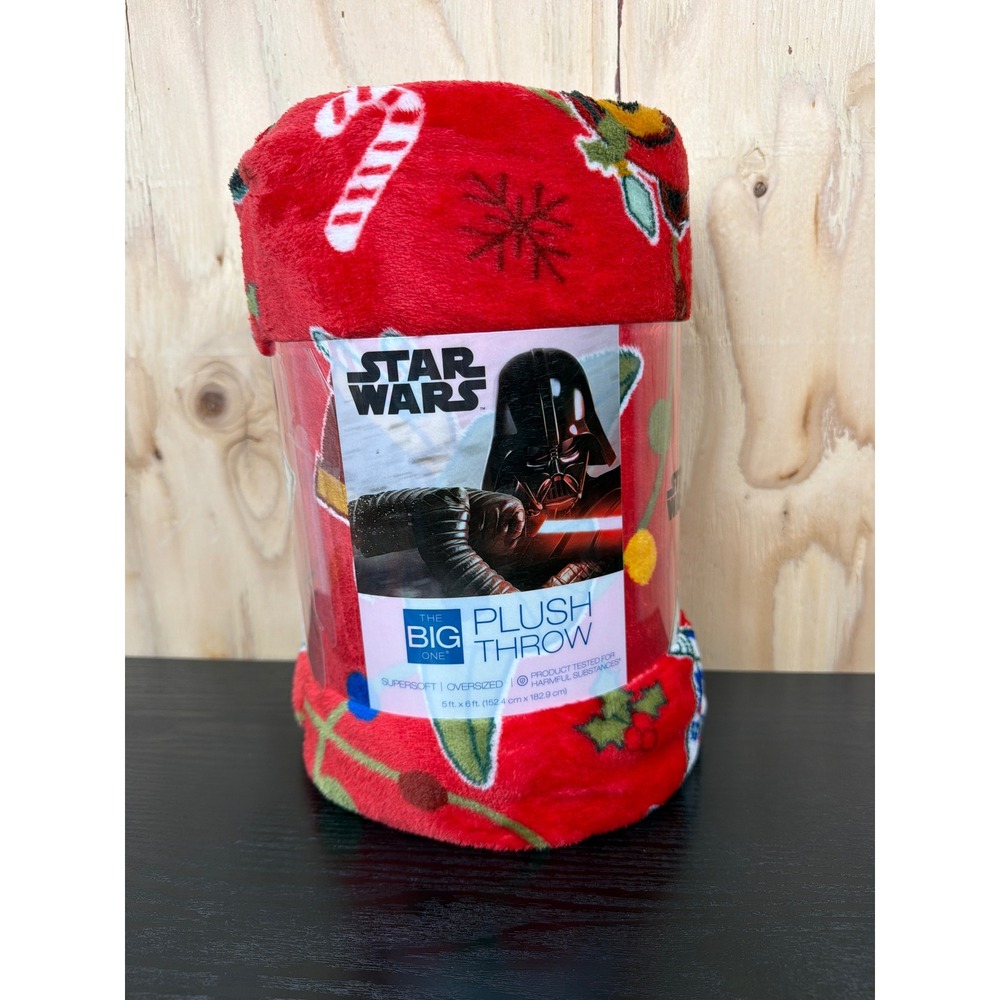 The Big One Plush Throw Star Wars 60x72 Red New Holiday Darth Vader R2-D2 Fleece